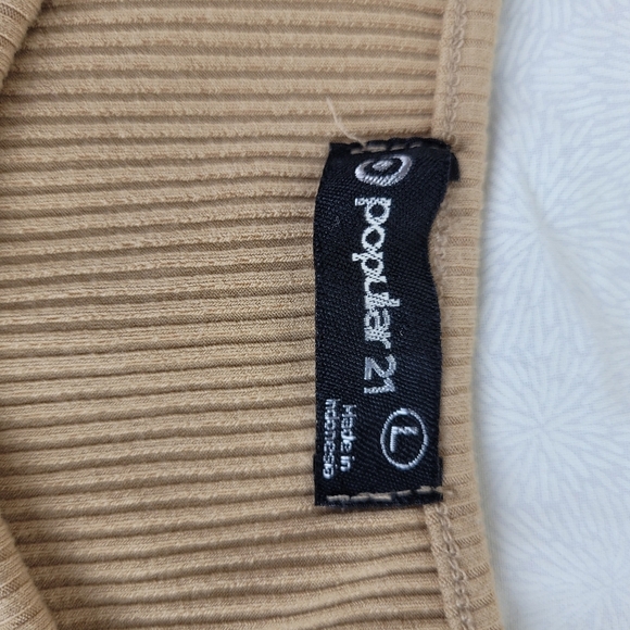 Popular 21 tan ribbed sleeveless crop top Y2K neutral knit minimalist grandma L - Picture 7 of 9